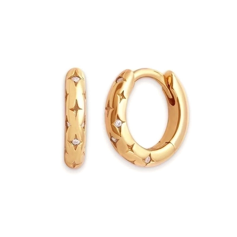 1 Pair Retro Round Copper Zircon Hoop Earrings