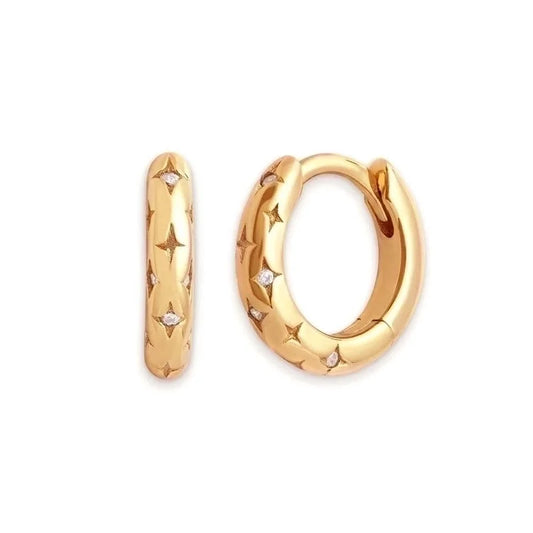 1 Pair Retro Round Copper Zircon Hoop Earrings