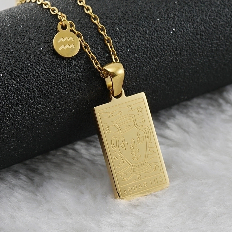 Fashion Square Constellation 304 Stainless Steel 18K Gold Plated Plating Stainless Steel Necklaces