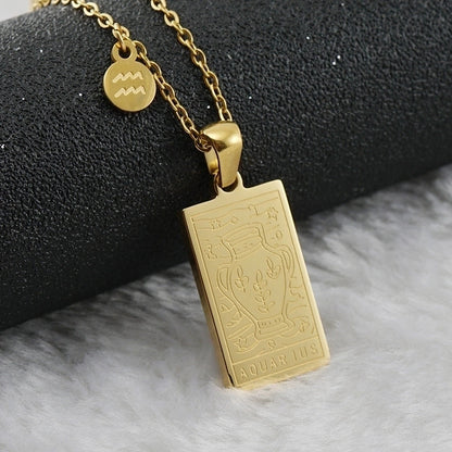 Fashion Square Constellation 304 Stainless Steel 18K Gold Plated Plating Stainless Steel Necklaces