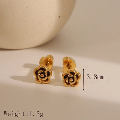 1 Pair IG Style Minimalist Commute Star Heart Shape Flower 304 Stainless Steel 14K Gold Plated Ear Studs
