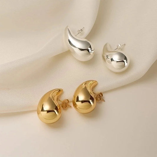 1 Pair Minimalist Water Droplets Plating 304 Stainless Steel 18K Gold Plated Stainless Steel Earrings