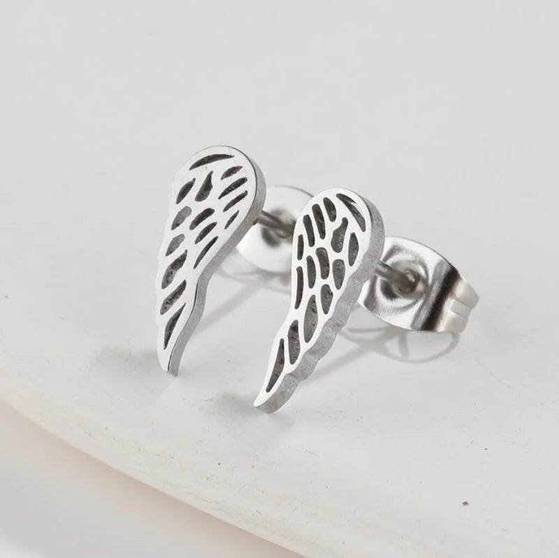 1 Pair Fashion Wings Plating 304 Stainless Steel 18K Gold Plated Ear Studs