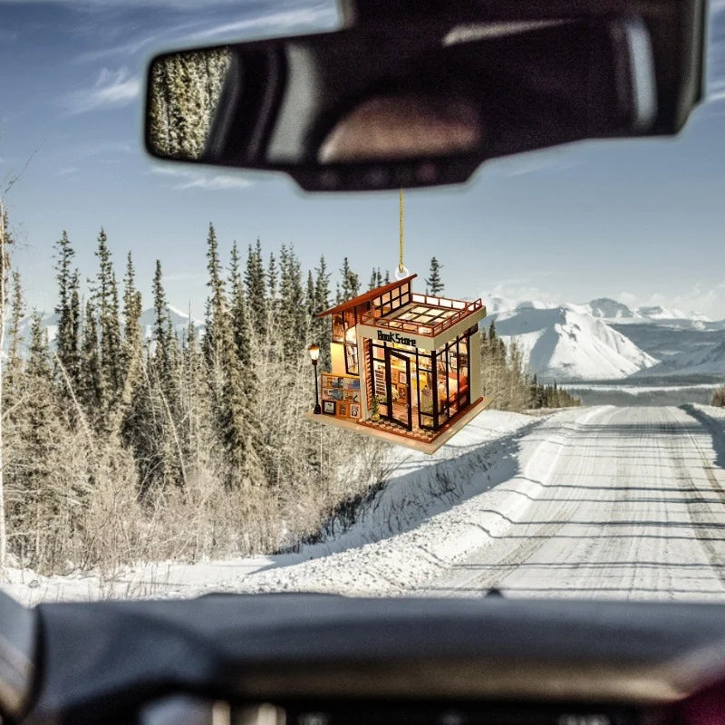 Cross-Border Bookstore Bookcase Creative Pendant Christmas Tree Car Decoration Acrylic Hang Decorations Pendant 8cm