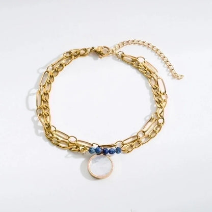 Fashion Eye Stainless Steel Natural Stone Plating 18k Gold Plated Bracelets