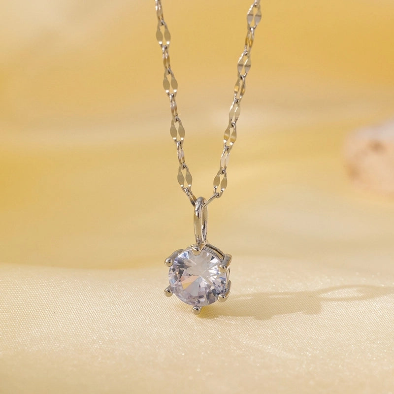 Titanium Steel Copper Plating Heart Shape Flower Bow Knot Pendant Necklace