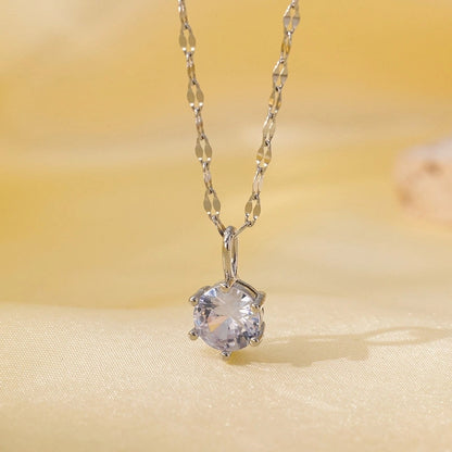 Titanium Steel Copper Plating Heart Shape Flower Bow Knot Pendant Necklace