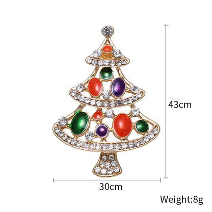 Fashion Pin Christmas Tree Alloy Inlay Rhinestones Women'S Brooches