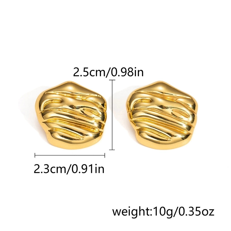 1 Pair Classic Style Geometric Oval Heart Shape Plating 304 Stainless Steel Ear Studs