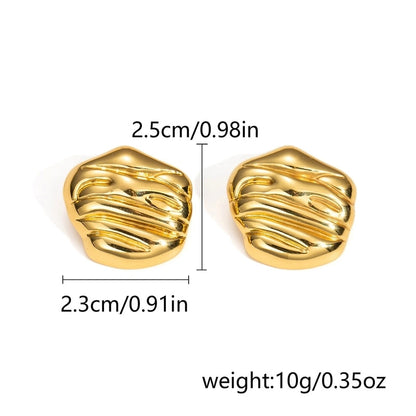 1 Pair Classic Style Geometric Oval Heart Shape Plating 304 Stainless Steel Ear Studs
