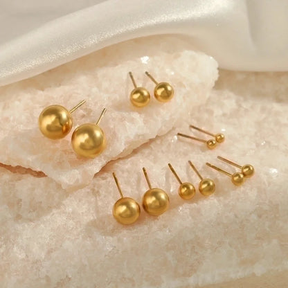 1 Pair Minimalist Ball Solid Color Plating 304 Stainless Steel Stainless Steel Earrings
