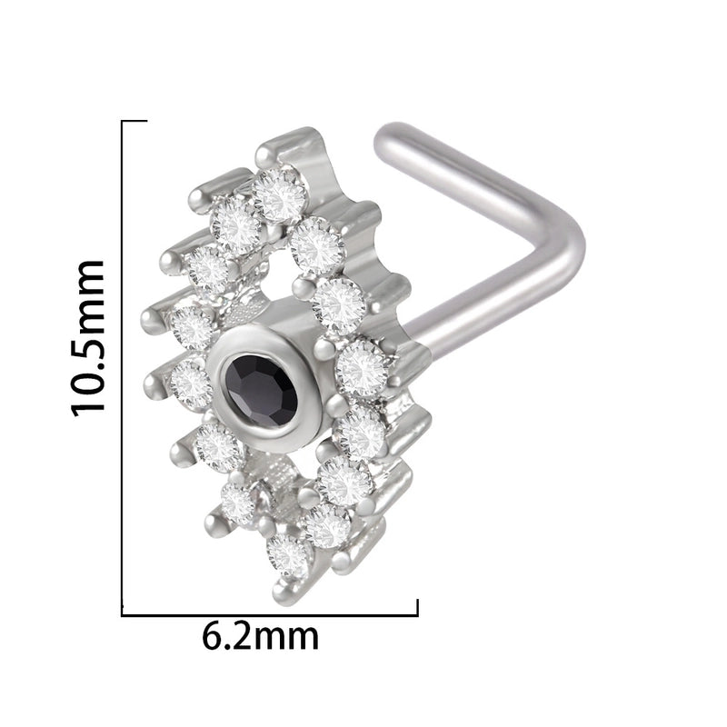 2 Pieces Nose Rings & Studs Streetwear Moon Heart Shape Butterfly 304 Stainless Steel Copper Zircon Inlay Zircon