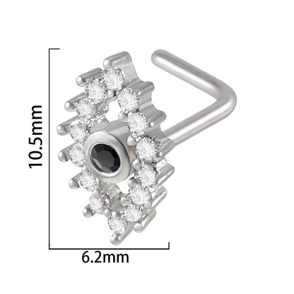 2 Pieces Nose Rings & Studs Streetwear Moon Heart Shape Butterfly 304 Stainless Steel Copper Zircon Inlay Zircon