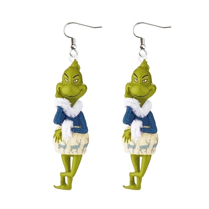 1 Pair Fashion Cartoon Character Carving Arylic Drop Earrings