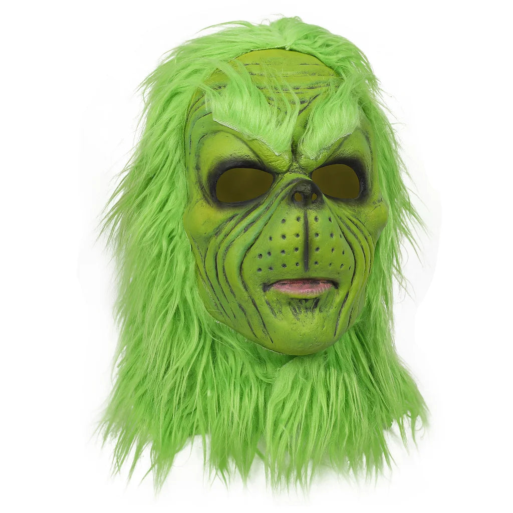 Mask 2023 Christmas Green Furry Monster Gloves Cosplay Santa Hat The Grinch