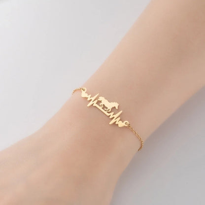 Cute Lady Letter Fox Horse 201 Stainless Steel 18K Gold Plated Bracelets In Bulk