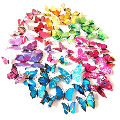 3d Realistic Butterfly Wall Stickers Fridge Magnets Home Mall Background Decorations Pvc Wall Decals Artistic Crafts