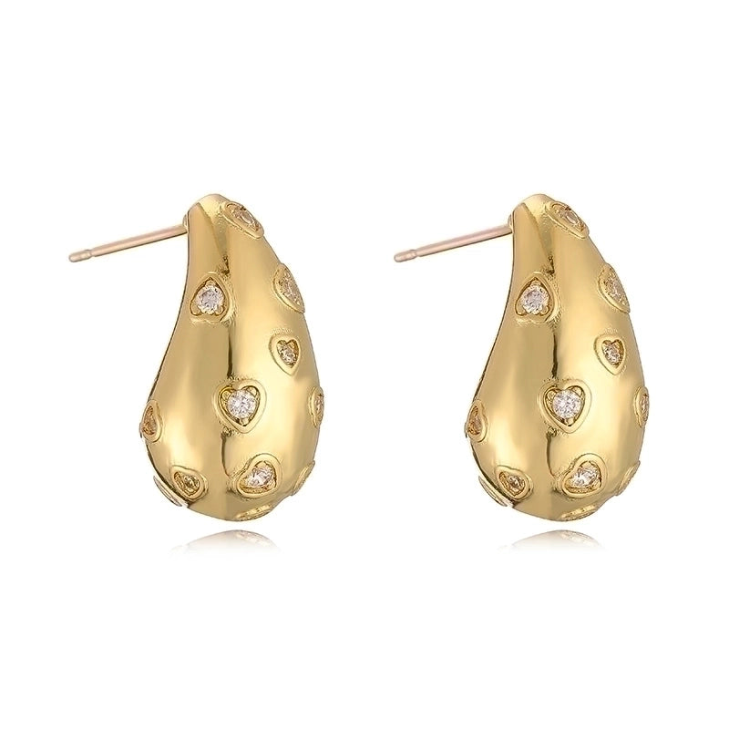 1 Pair Ig Style Casual Minimalist Water Droplets Plating Inlay Copper Zircon 18k Gold Plated Ear Studs