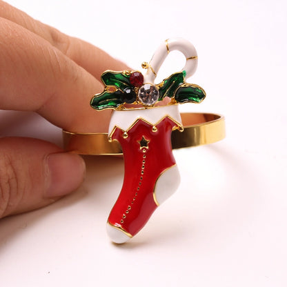 Cute Christmas Tree Santa Claus Alloy Napkin Rings 1 Set Of 6