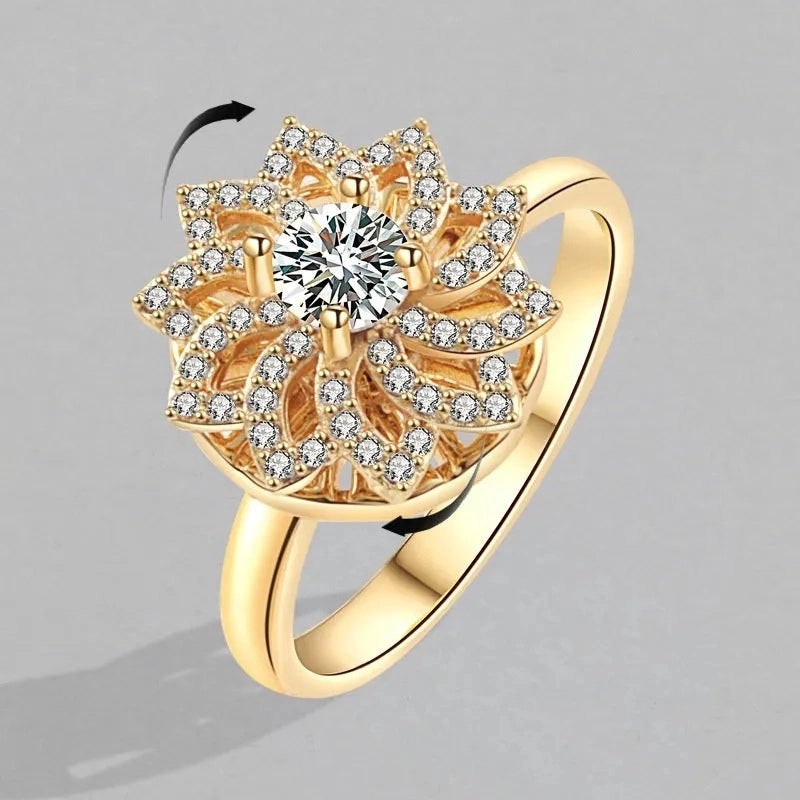 Casual Elegant Flower Copper Zircon Open Rings