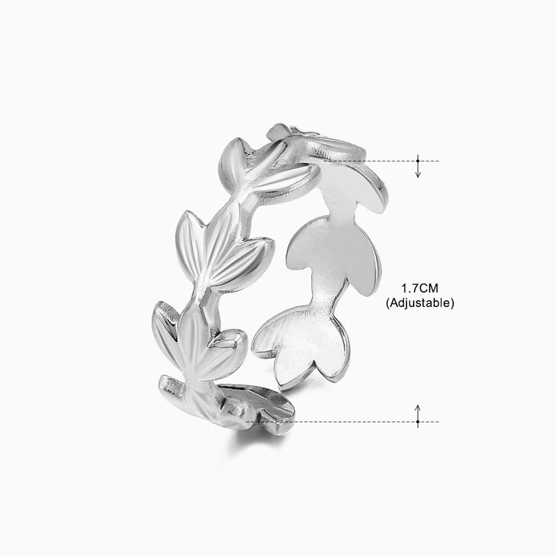 3 Pieces Basic Classic Style Geometric Leaf Stainless Steel Plating Open Rings