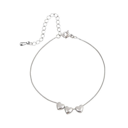 Fashion Heart Shape Flower Alloy Titanium Steel Plating Artificial Pearls Rhinestones Women'S Bracelets