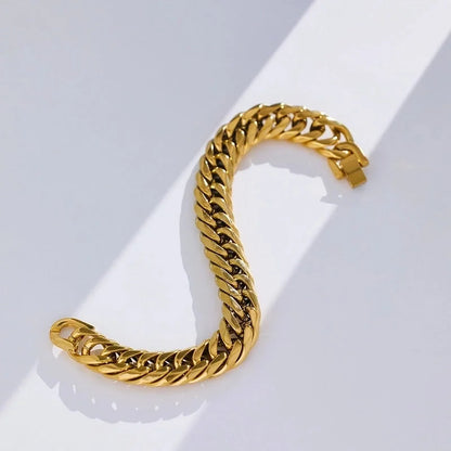 Hip-Hop Punk Geometric 304 Stainless Steel Cuban Link Chain Curb Chain Bracelets In Bulk