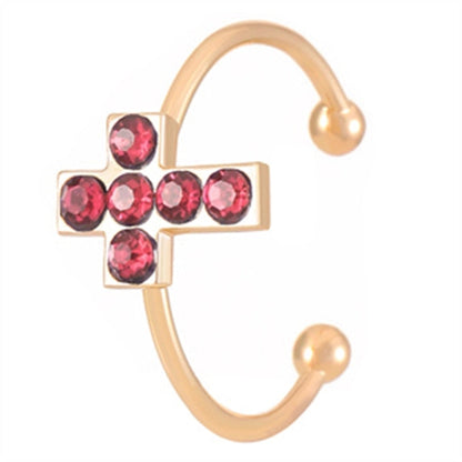 Copper Gold Plated Silver Plated Inlay Geometric Cross Zircon Open Rings
