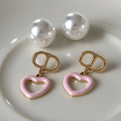 1 Pair Fashion Flower Butterfly Bow Knot Inlay Alloy Artificial Pearls Rhinestones Shell Earrings