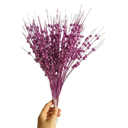 Christmas Decoration Gift Christmas Tree Garland Rattan DIY Decoration Accessories Gold Pink Sequins Simulation Berry Handle Bundle