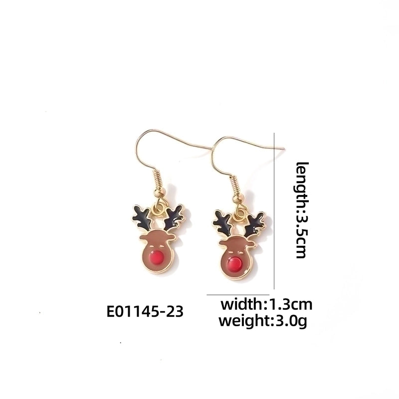 1 Pair Casual Cute Sweet Christmas Tree Santa Claus Christmas Socks Plating 304 Stainless Steel K Gold Plated Drop Earrings