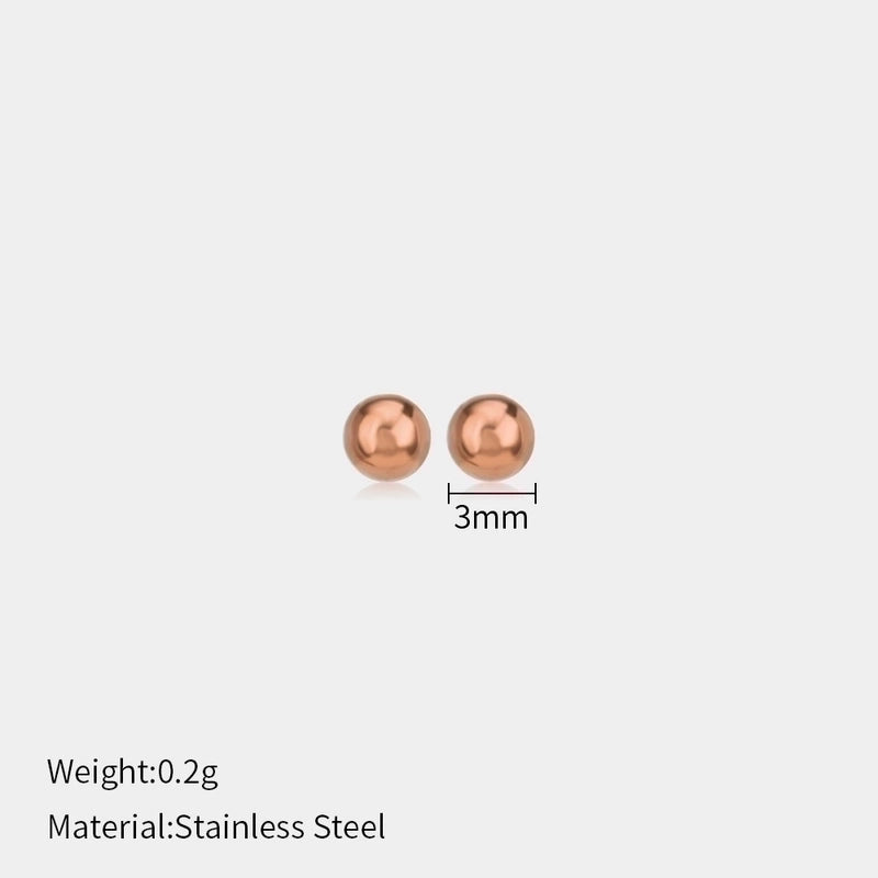 1 Pair Minimalist Ball Solid Color Plating 304 Stainless Steel Stainless Steel Earrings