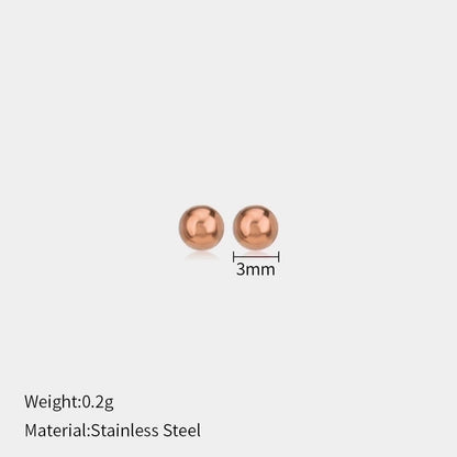 1 Pair Minimalist Ball Solid Color Plating 304 Stainless Steel Stainless Steel Earrings