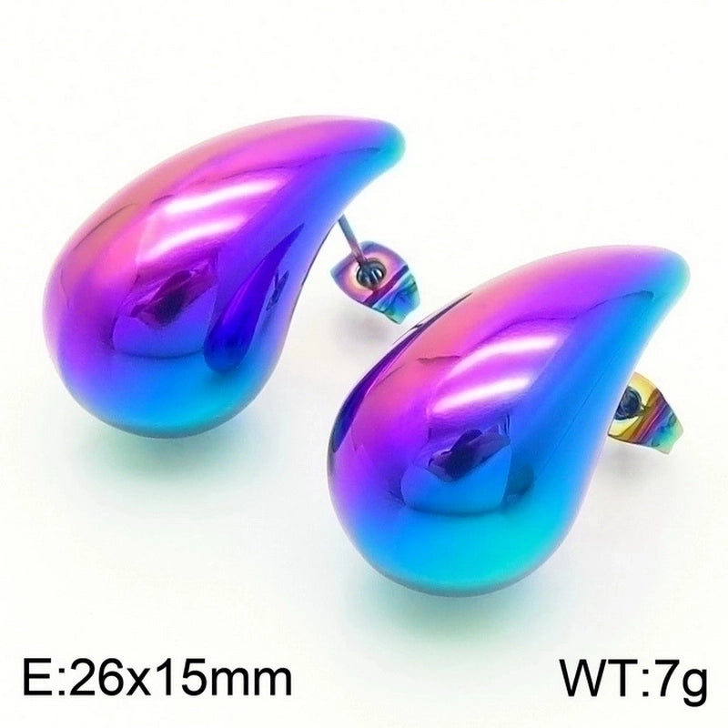 1 Pair Basic Water Droplets Plating Titanium Steel 18K Gold Plated Ear Studs