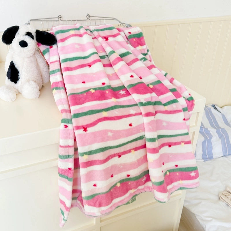 In Stock | Style Autumn And Winter Thickened Cartoon Crayon Small New Flannel Casual Plush Blanket Dormitory Bed Sheet
