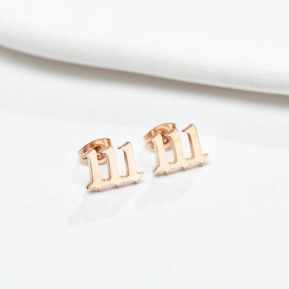 1 Pair Minimalist Number Plating Hollow Out 304 Stainless Steel 18K Gold Plated Ear Studs