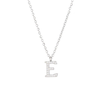 Minimalist Letter 304 Stainless Steel Zircon 16K Gold Plated White Gold Plated Plating Inlay Pendant Necklace
