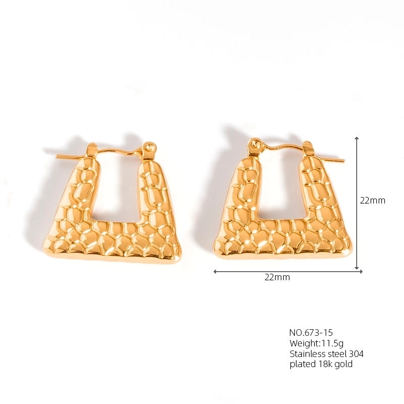 1 Pair Casual Modern Style Classic Style U Shape Geometric 304 Stainless Steel Titanium Steel 18K Gold Plated Earrings