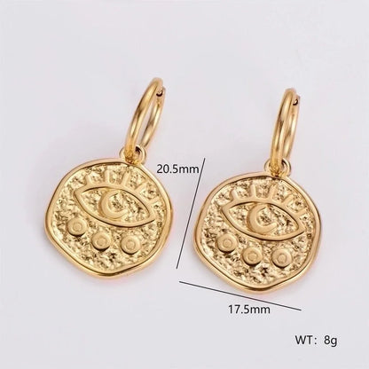 3 Pieces Glam French Style Round Leaves Irregular Inlay 304 Stainless Steel Resin Rhinestones 18K Gold Plated Drop Earrings