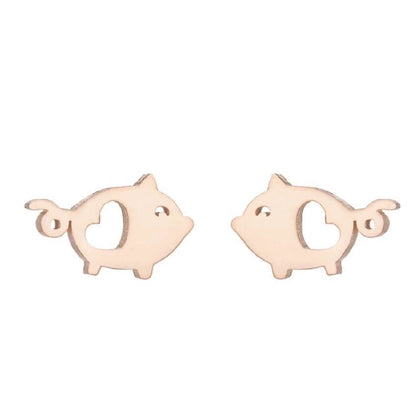 1 Pair Minimalist Animal Plating 304 Stainless Steel 18K Gold Plated Ear Studs