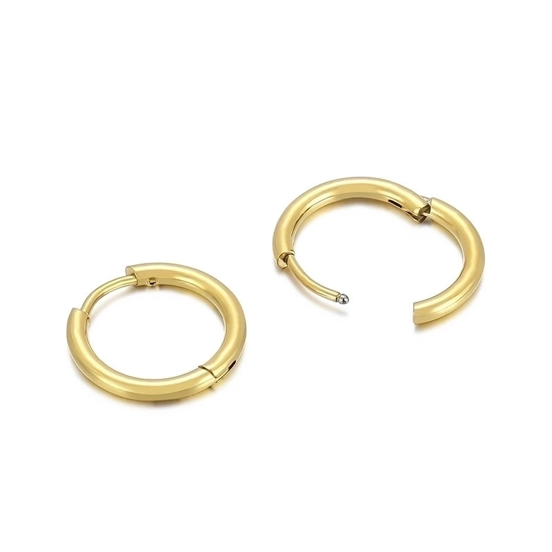 1 Pair Streetwear Solid Color Titanium Steel 18K Gold Plated Hoop Earrings