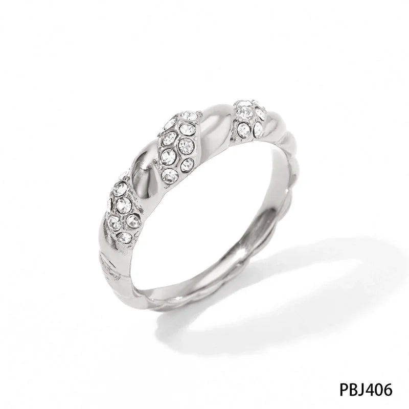 304 Stainless Steel 16K Gold Plated White Gold Plated Gold Plated Retro Plating Geometric Rings