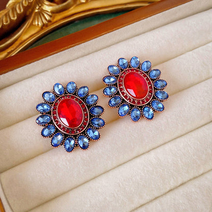 2 Pieces Minimalist Round Ellipse Geometric Copper Electroplating Earrings