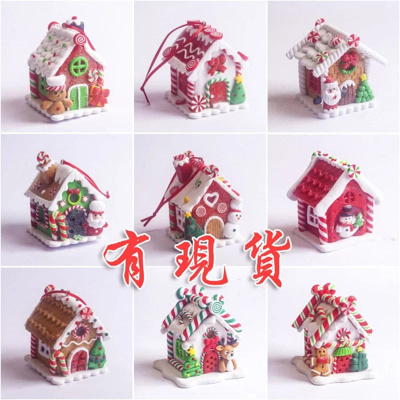 Christmas House Creative Soft Pottery House Without Lights Pendant Christmas Decoration Three-dimensional Luminous House Decoration Ornaments
