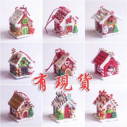 Christmas House Creative Soft Pottery House Without Lights Pendant Christmas Decoration Three-dimensional Luminous House Decoration Ornaments