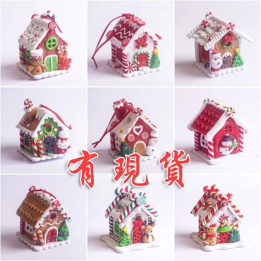 Christmas House Creative Soft Pottery House Without Lights Pendant Christmas Decoration Three-dimensional Luminous House Decoration Ornaments