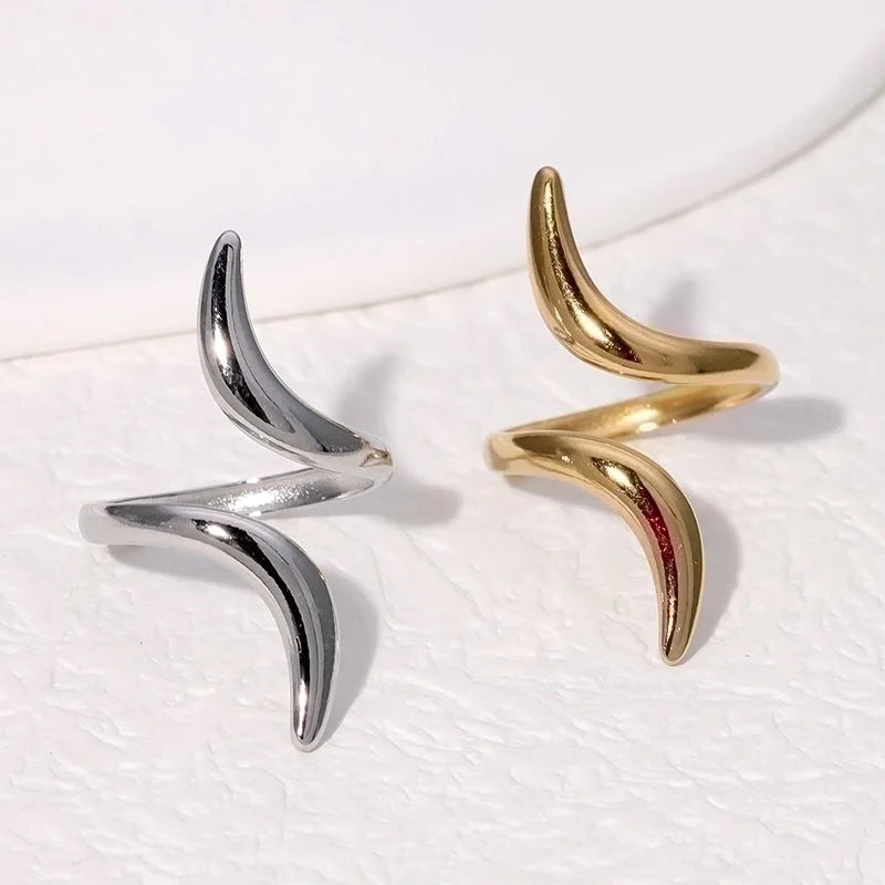 304 Stainless Steel 18K Gold Plated Minimalist Plating Geometric Open Rings