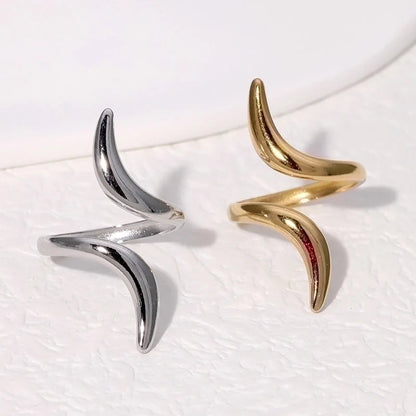 304 Stainless Steel 18K Gold Plated Minimalist Plating Geometric Open Rings