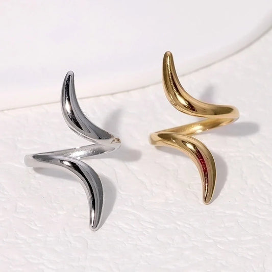 304 Stainless Steel 18K Gold Plated Minimalist Plating Geometric Open Rings