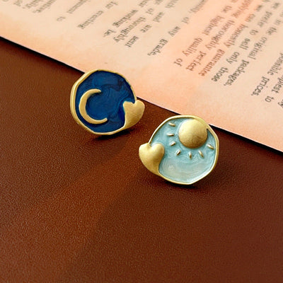 2 Pieces Mid-century Modern Round Geometric Copper Electroplating Earrings